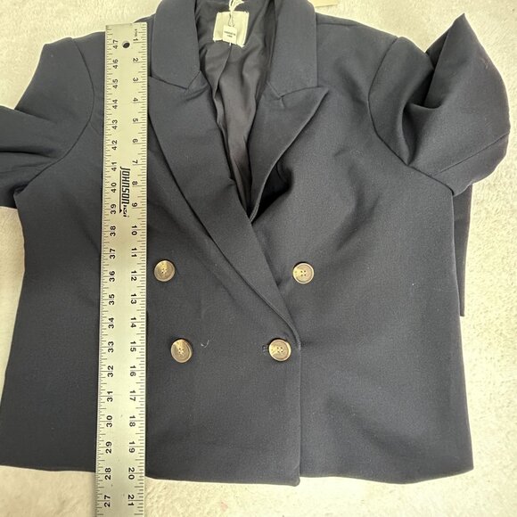 Joie Womens Double Breasted Blazer Medium Navy Notch Collar Stretch Lined New - Picture 7 of 7